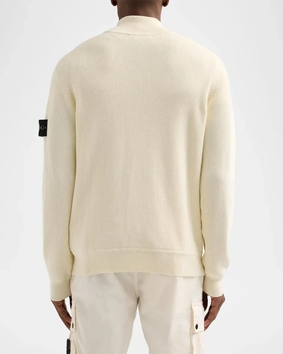 Stone Island Men's Cotton Rib Compass Quarter-Zip Sweater | Thumbnail 3 Stone Island Men's Cotton Rib Compass Quarter-Zip Sweater | Thumbnail 3