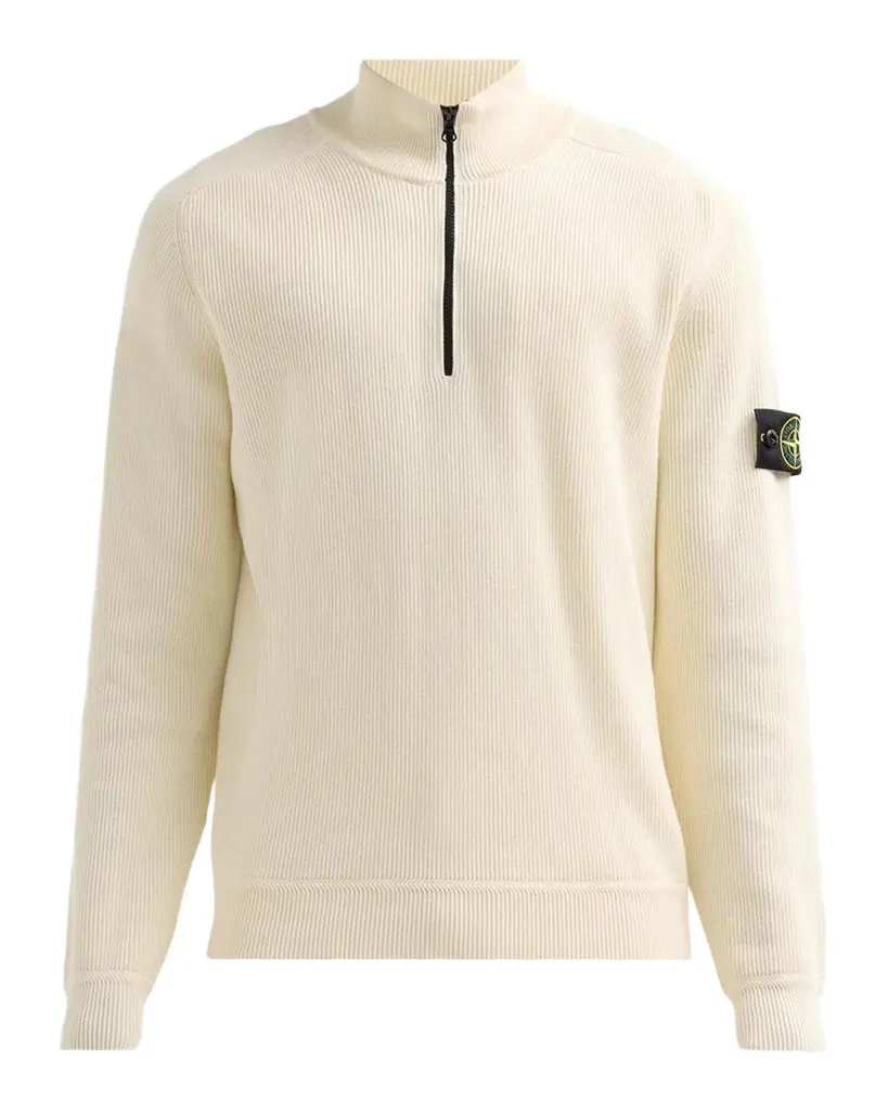 Stone Island Men's Cotton Rib Compass Quarter-Zip Sweater