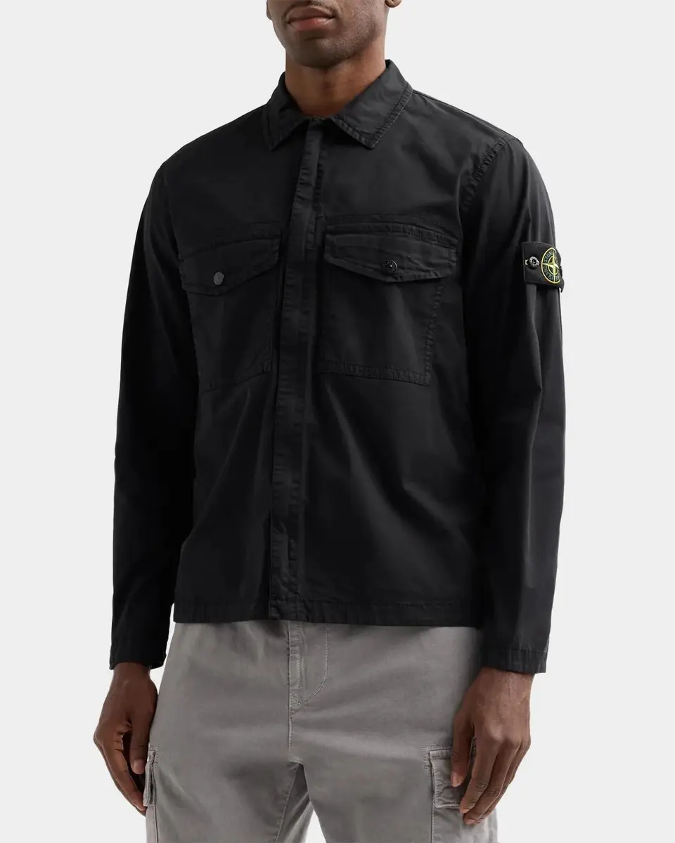 Stone Island Men's Cotton-Stretch Concealed Button-Down Shirt | Thumbnail 5