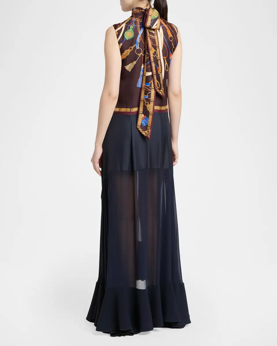 Etro Mock-Neck Foulard-Print Sheer Panel Maxi Dress | Thumbnail 3 Etro Mock-Neck Foulard-Print Sheer Panel Maxi Dress | Thumbnail 3