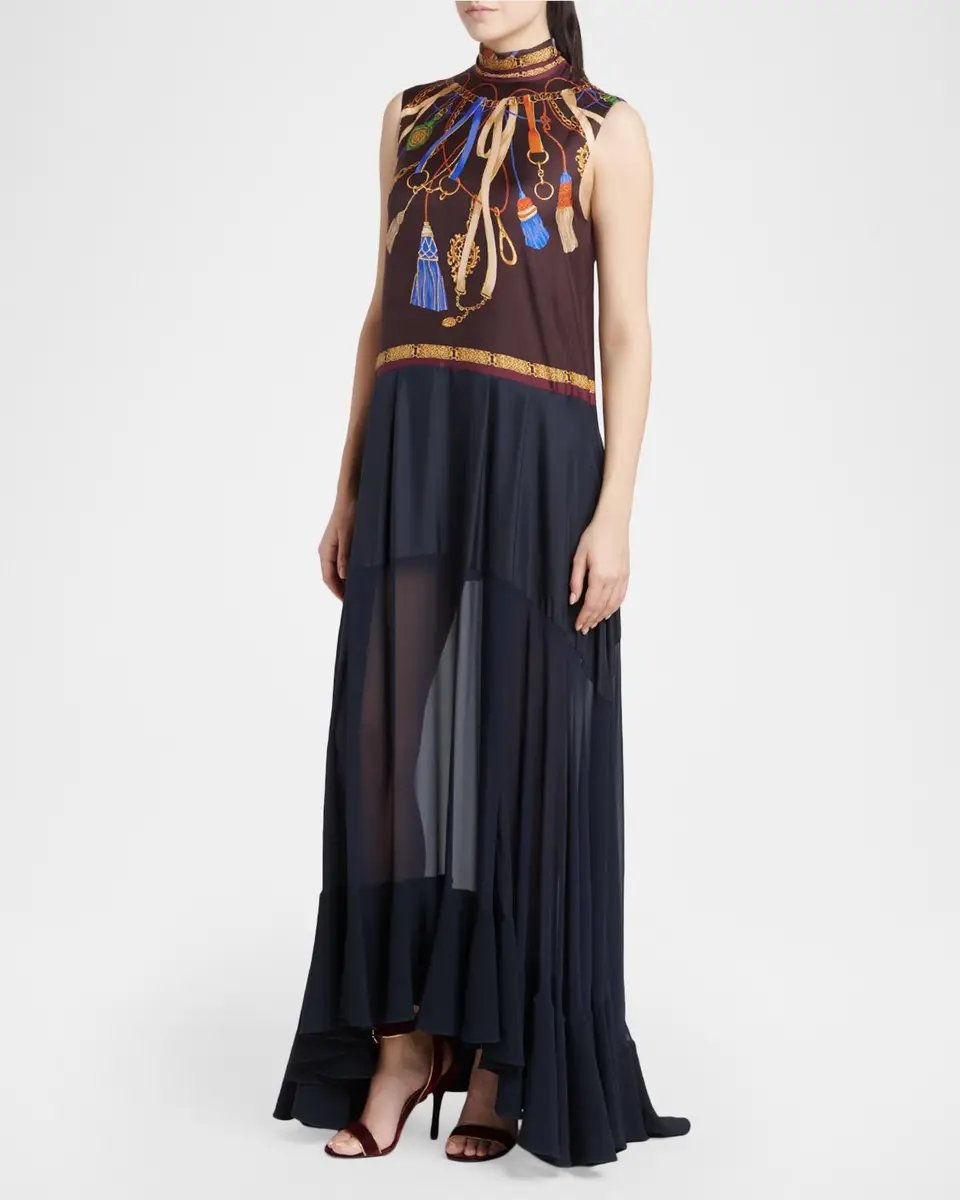 Etro Mock-Neck Foulard-Print Sheer Panel Maxi Dress | Thumbnail 4 Etro Mock-Neck Foulard-Print Sheer Panel Maxi Dress | Thumbnail 4