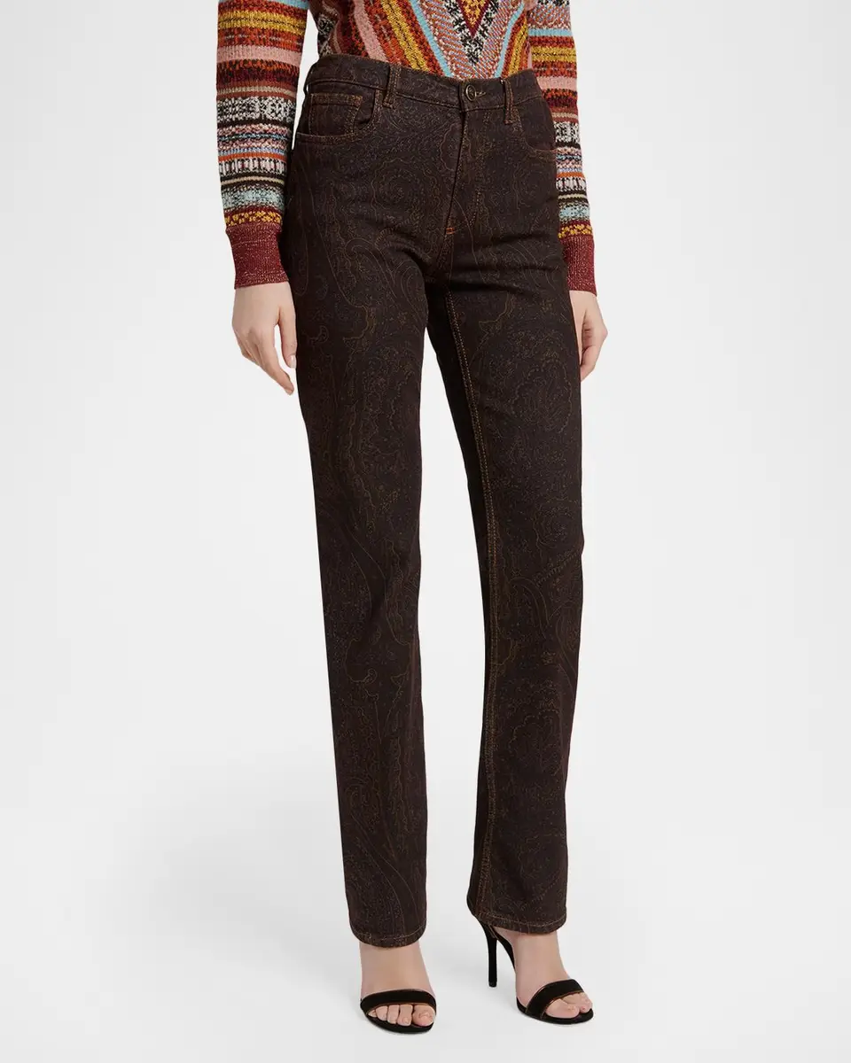 Etro Paisley-Print Denim Straight-Leg Jeans | Thumbnail 4 Etro Paisley-Print Denim Straight-Leg Jeans | Thumbnail 4
