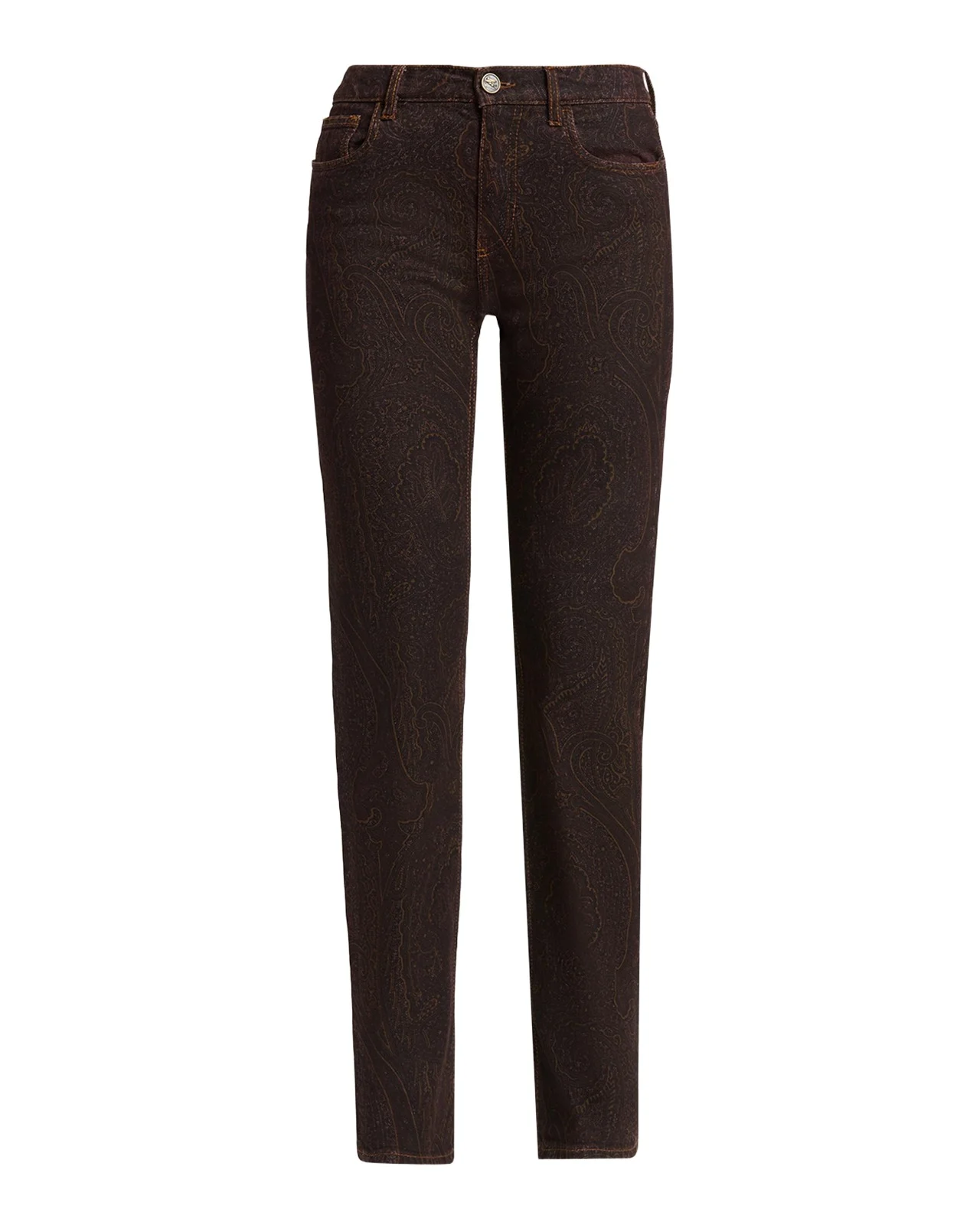 Etro Paisley-Print Denim Straight-Leg Jeans