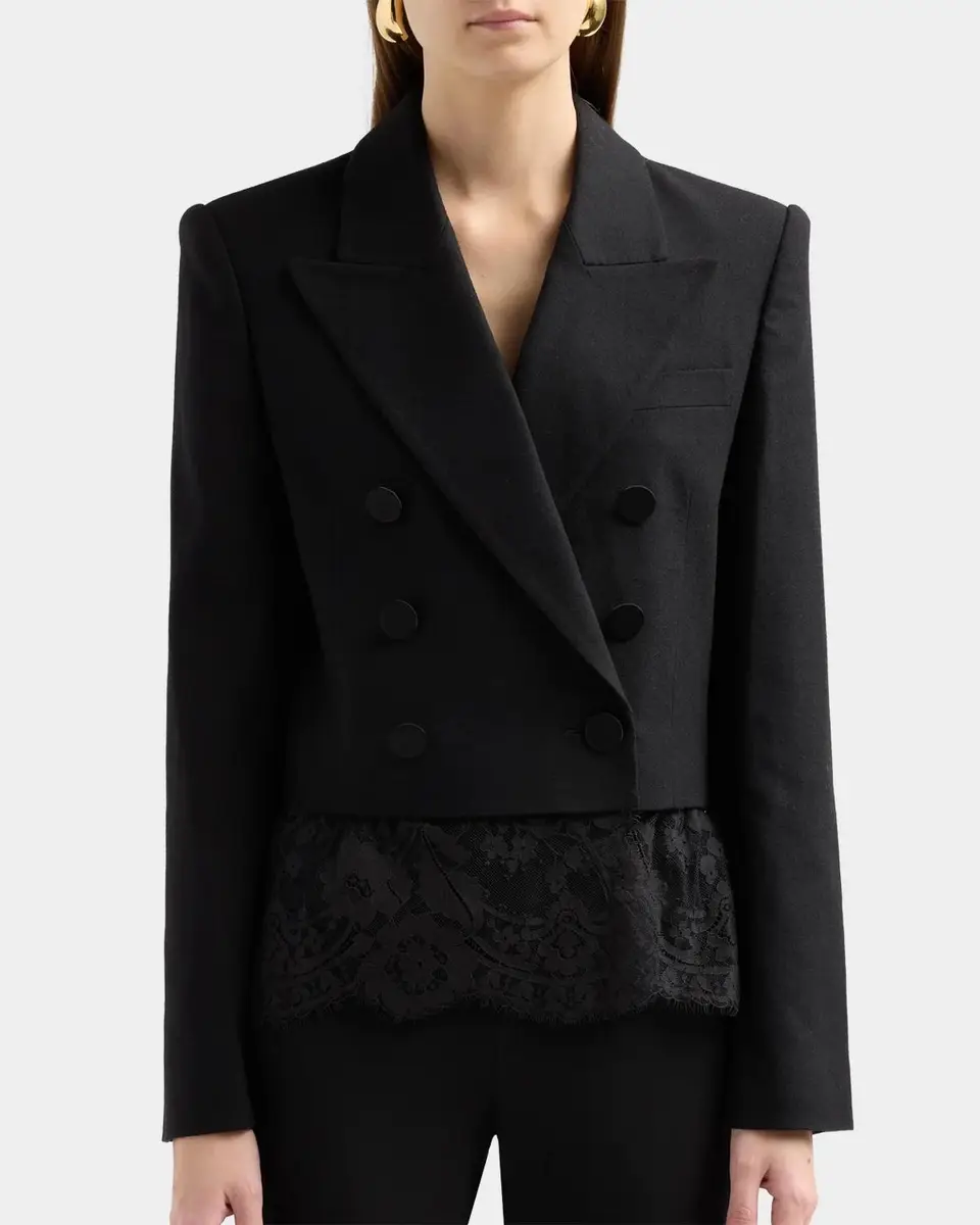 Zimmermann Lace-Trim Wool-Blend Double-Breasted Jacket | Thumbnail 3