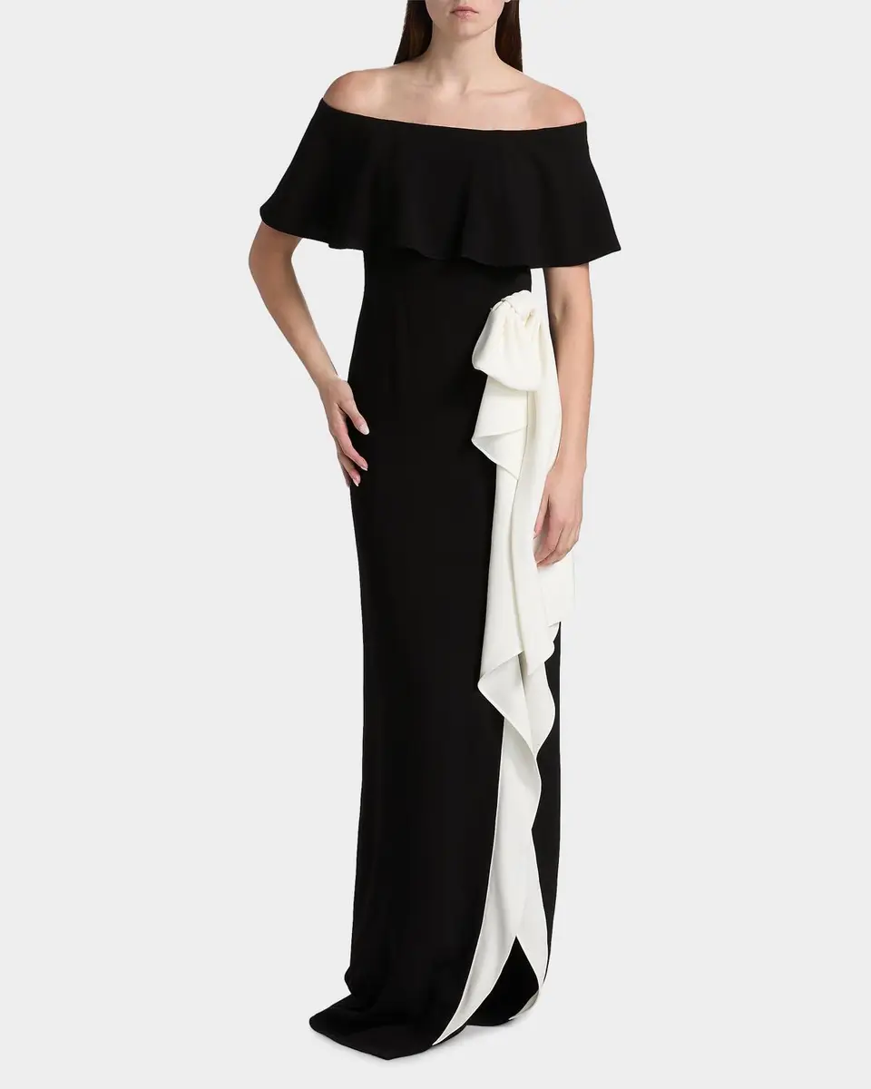 Rickie Freeman for Teri Jon Two-Tone Bow Off-The-Shoulder Column Gown | Thumbnail 4 Rickie Freeman for Teri Jon Two-Tone Bow Off-The-Shoulder Column Gown | Thumbnail 4