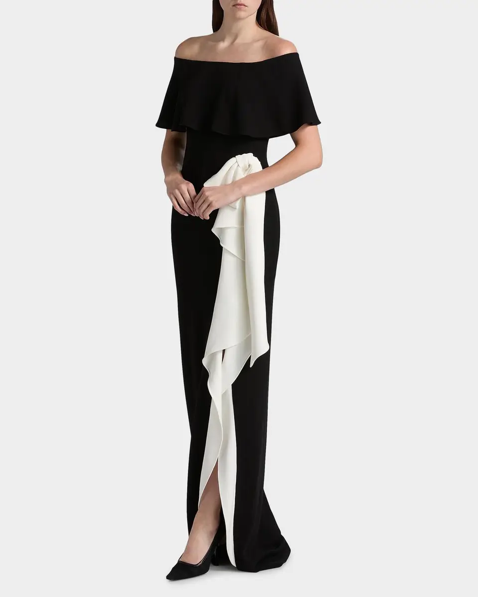 Rickie Freeman for Teri Jon Two-Tone Bow Off-The-Shoulder Column Gown | Thumbnail 7 Rickie Freeman for Teri Jon Two-Tone Bow Off-The-Shoulder Column Gown | Thumbnail 7