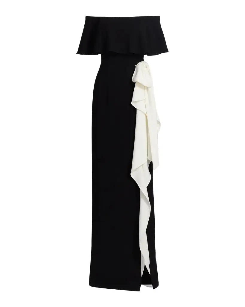 Two-Tone Bow Off-The-Shoulder Column Gown Two-Tone Bow Off-The-Shoulder Column Gown