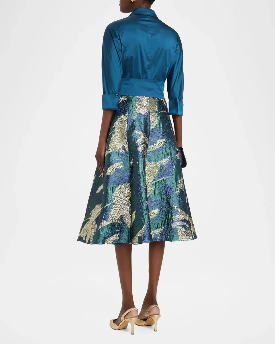 Rickie Freeman for Teri Jon Jacquard Taffeta Midi Shirtdress | Thumbnail 3 Rickie Freeman for Teri Jon Jacquard Taffeta Midi Shirtdress | Thumbnail 3
