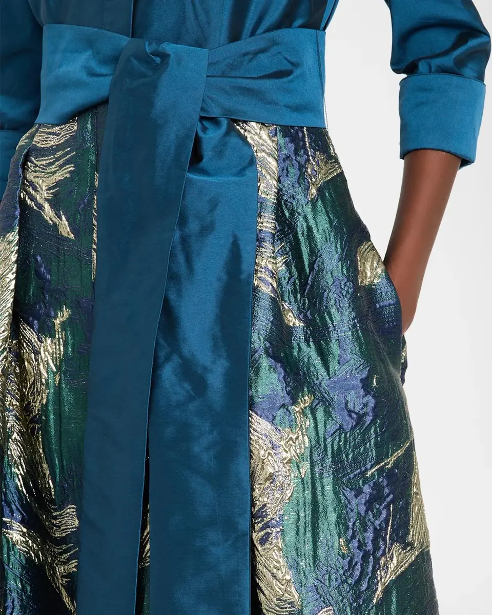 Rickie Freeman for Teri Jon Jacquard Taffeta Midi Shirtdress | Thumbnail 5 Rickie Freeman for Teri Jon Jacquard Taffeta Midi Shirtdress | Thumbnail 5
