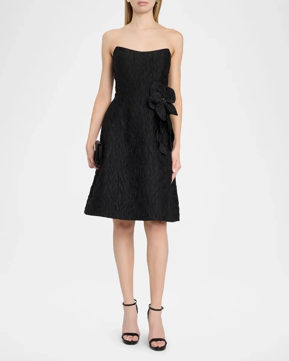 Rickie Freeman for Teri Jon Jacqaurd Strapless Cocktail Dress | Thumbnail 2 Rickie Freeman for Teri Jon Jacqaurd Strapless Cocktail Dress | Thumbnail 2