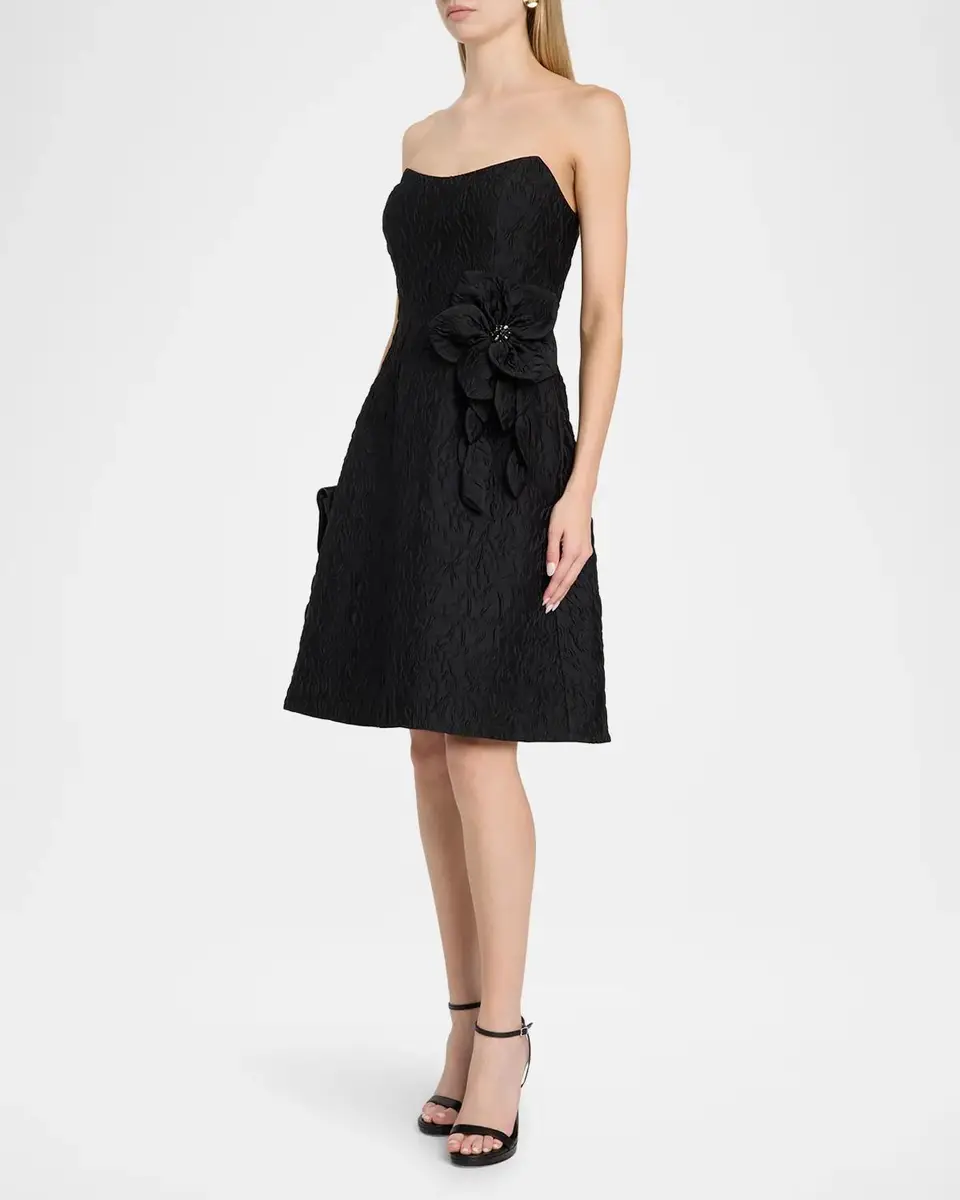 Rickie Freeman for Teri Jon Jacqaurd Strapless Cocktail Dress | Thumbnail 4 Rickie Freeman for Teri Jon Jacqaurd Strapless Cocktail Dress | Thumbnail 4