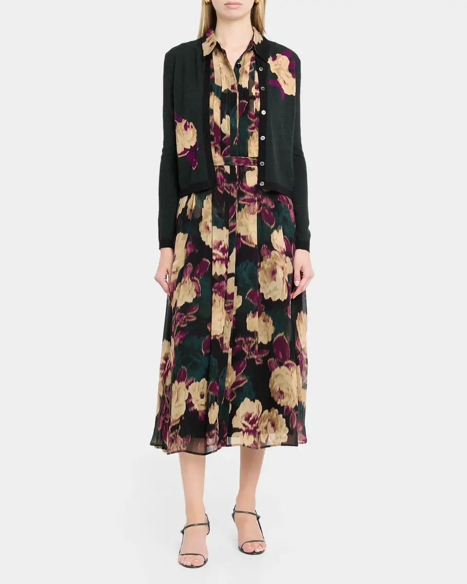 Rickie Freeman for Teri Jon Pleated Floral-Print Chiffon Midi Shirtdress | Thumbnail 2 Rickie Freeman for Teri Jon Pleated Floral-Print Chiffon Midi Shirtdress | Thumbnail 2