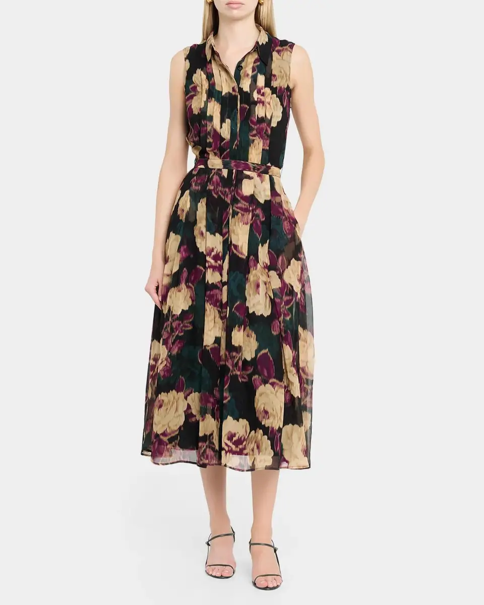 Rickie Freeman for Teri Jon Pleated Floral-Print Chiffon Midi Shirtdress | Thumbnail 4 Rickie Freeman for Teri Jon Pleated Floral-Print Chiffon Midi Shirtdress | Thumbnail 4