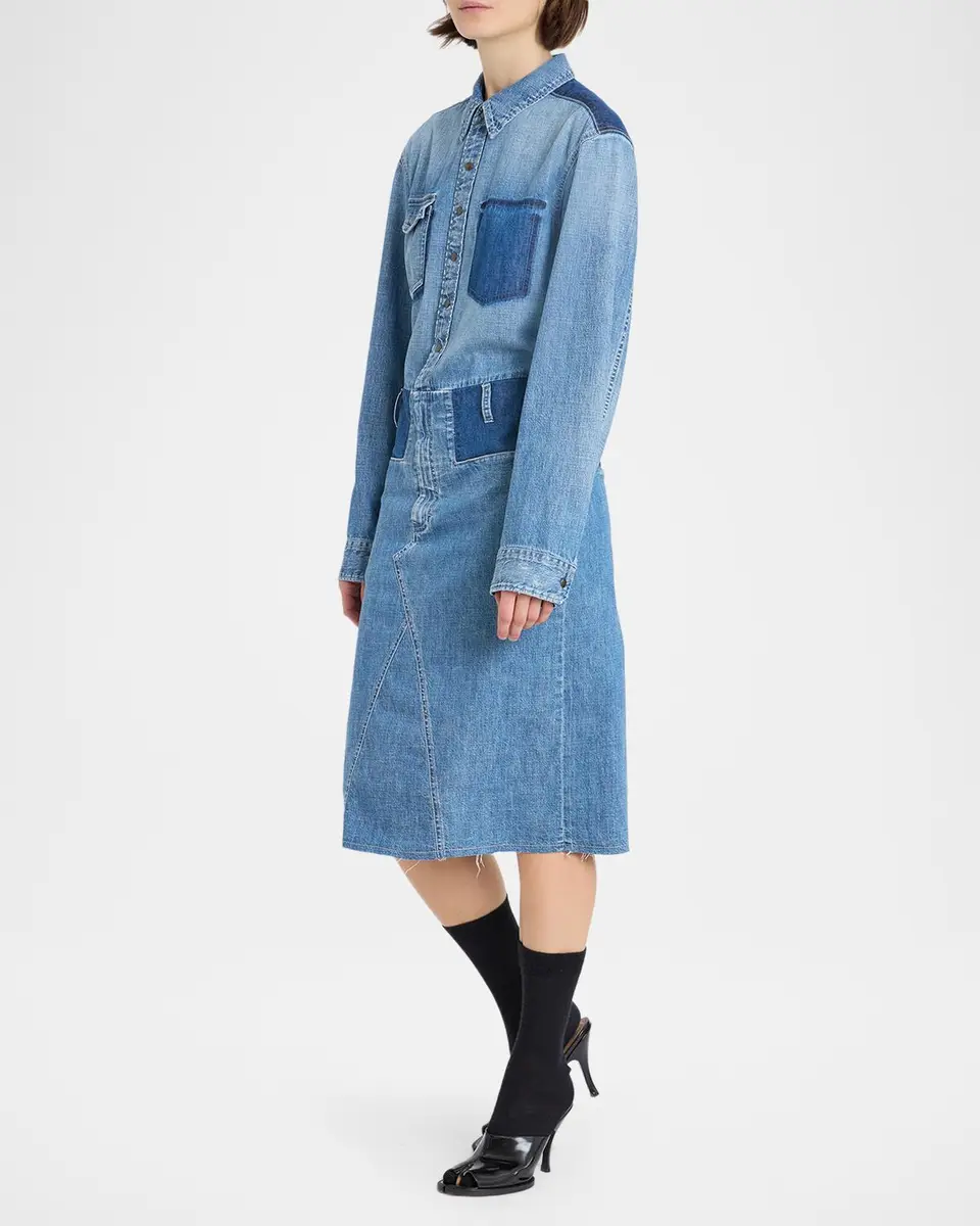 Maison Margiela Patchwork Denim Midi Shirtdress | Thumbnail 4