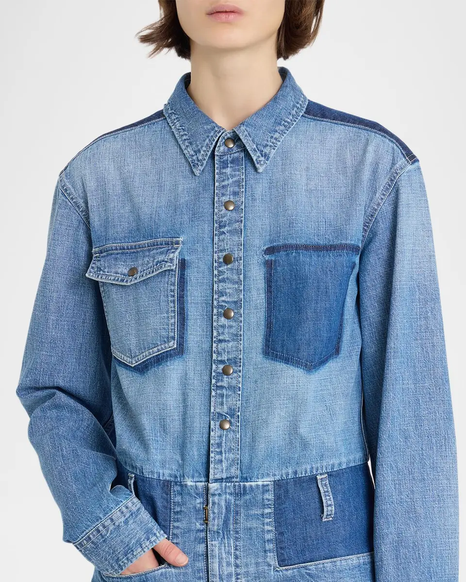 Maison Margiela Patchwork Denim Midi Shirtdress | Thumbnail 5
