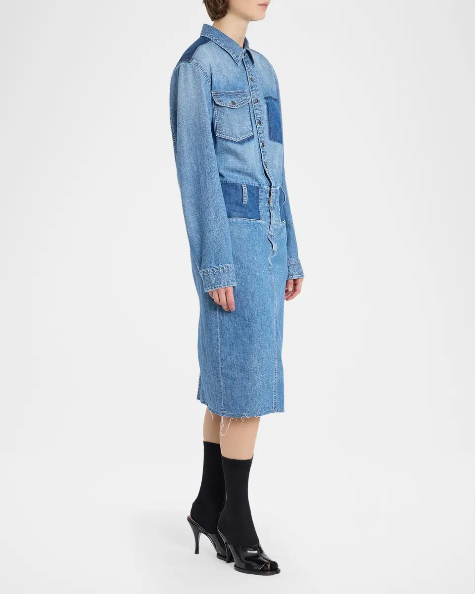 Maison Margiela Patchwork Denim Midi Shirtdress | Thumbnail 6