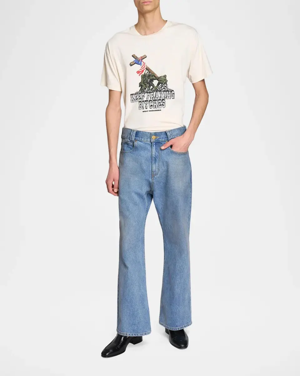 Willy Chavarria Men's Flared Denim Jeans | Thumbnail 2 Willy Chavarria Men's Flared Denim Jeans | Thumbnail 2