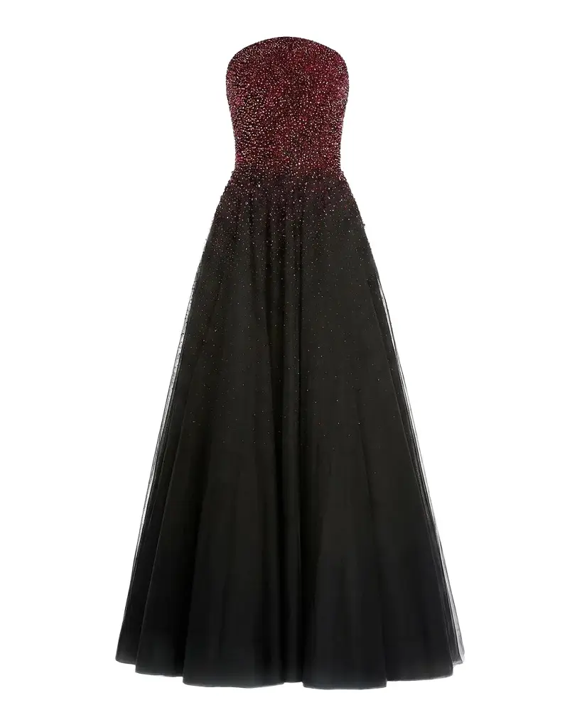 Embellished Tulle Strapless Ball Gown