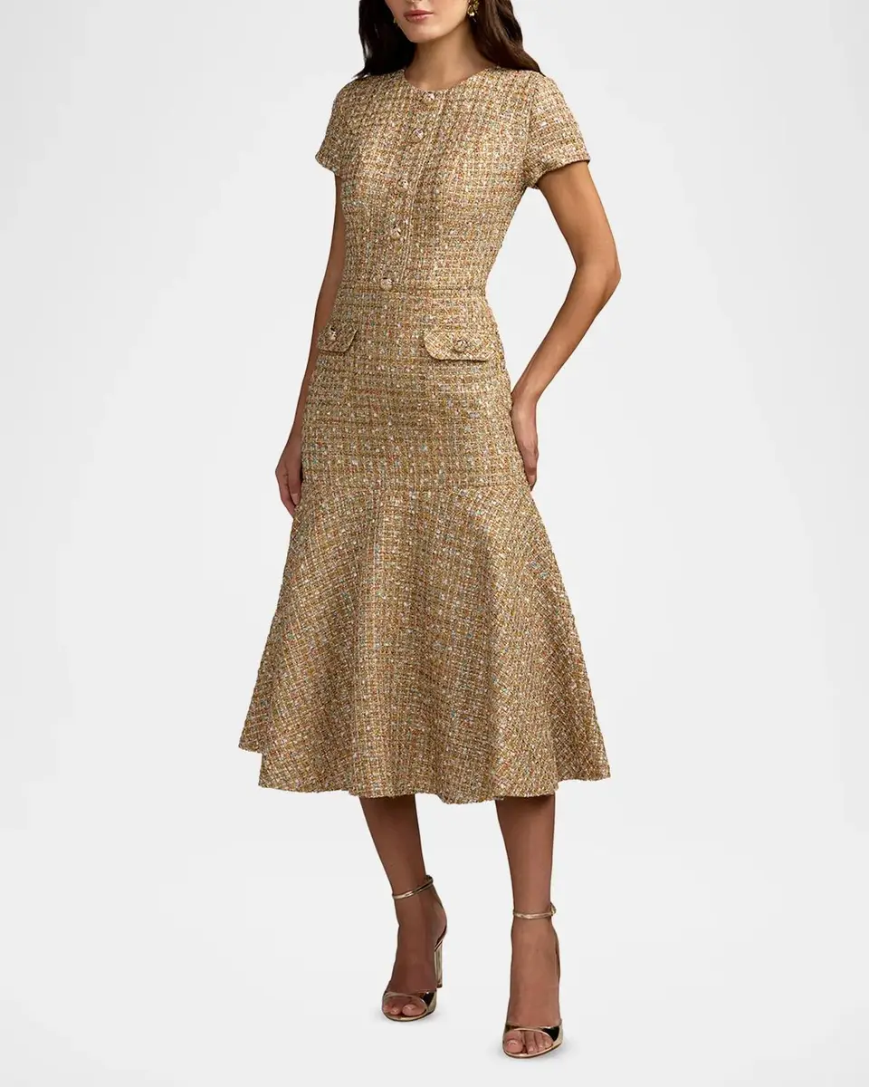 Mac Duggal Ieena Tweed Midi Dress | Thumbnail 2 Mac Duggal Ieena Tweed Midi Dress | Thumbnail 2