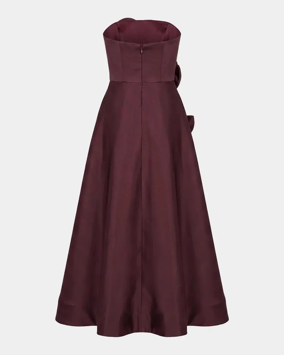 Mac Duggal Floral Satin Strapless Midi Dress | Thumbnail 6