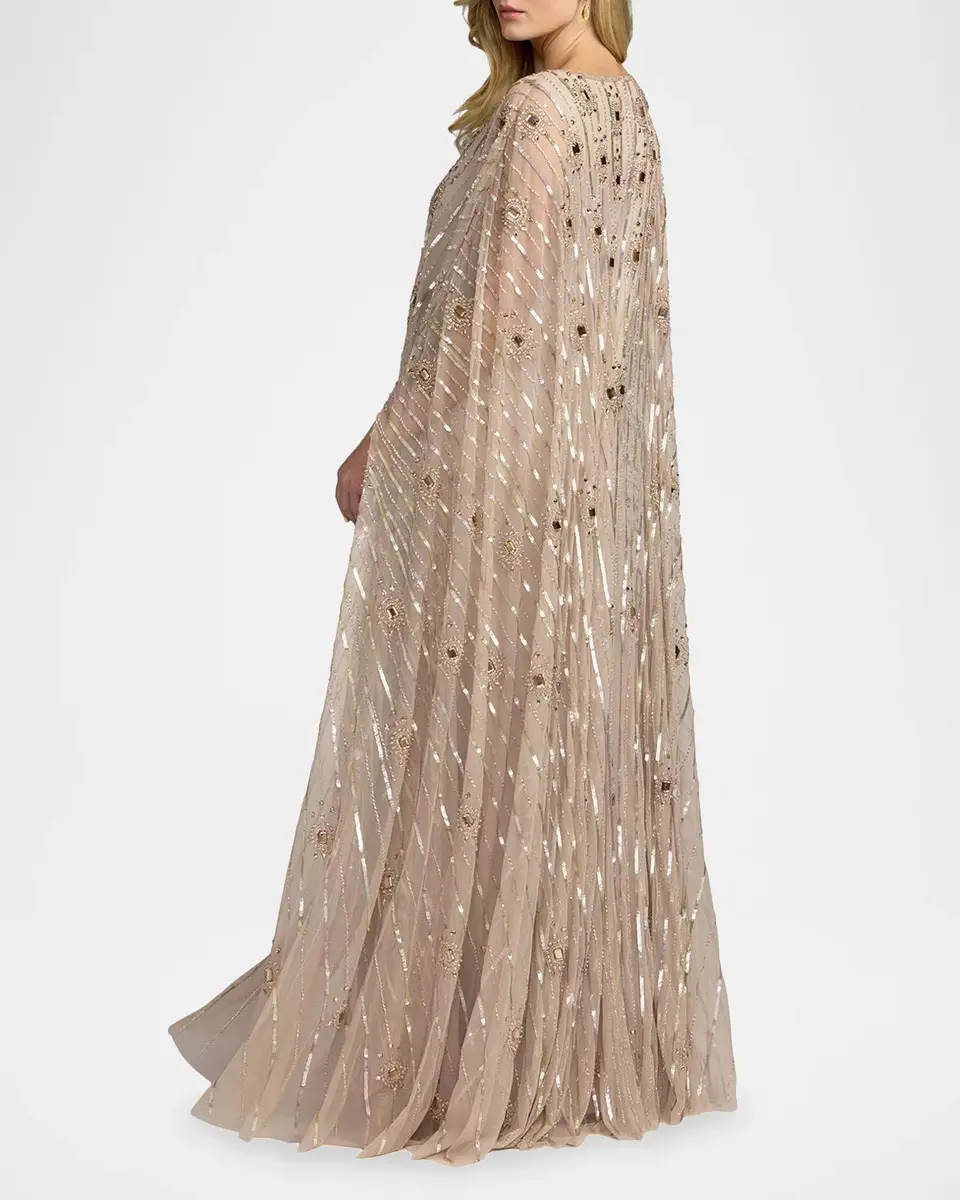 Mac Duggal Beaded Georgette Caftan Gown | Thumbnail 3