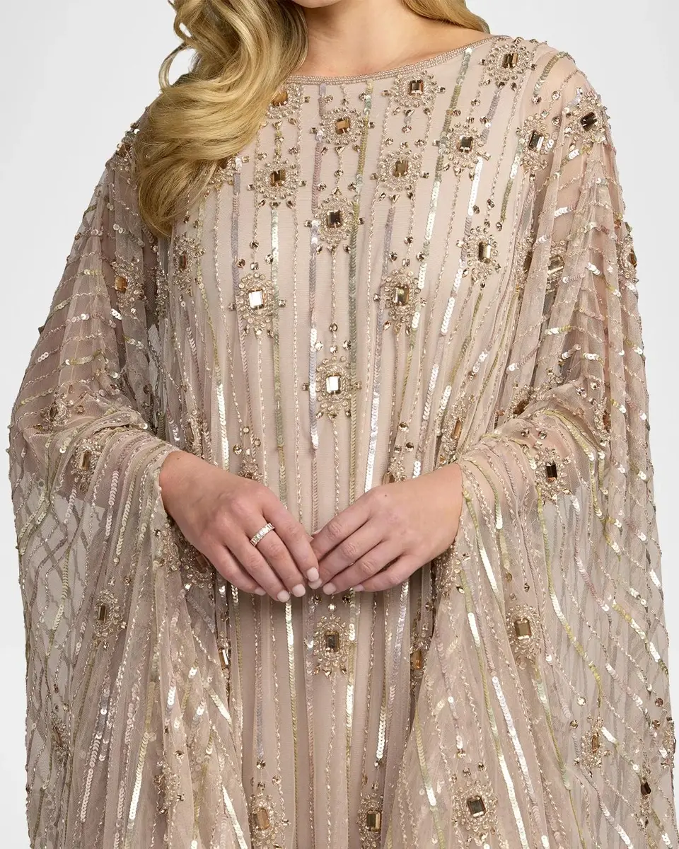Mac Duggal Beaded Georgette Caftan Gown | Thumbnail 4