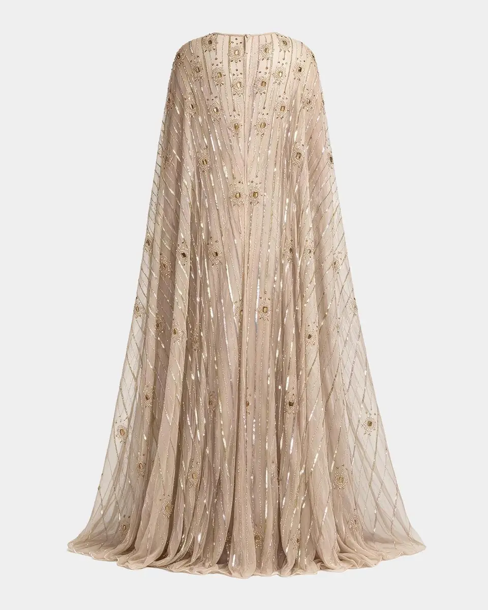 Mac Duggal Beaded Georgette Caftan Gown | Thumbnail 5