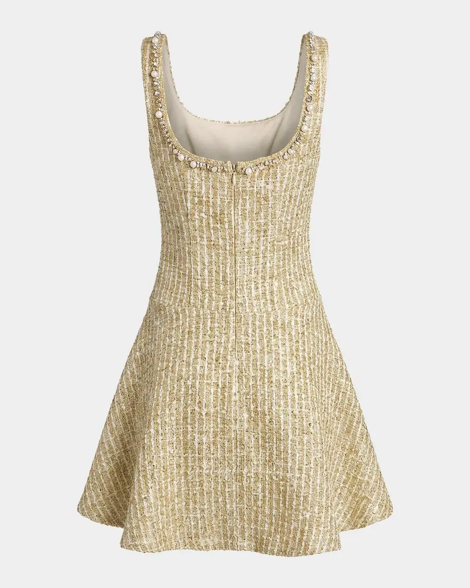 Mac Duggal Ieena Embellished Bouclé A-Line Mini Dress | Thumbnail 5