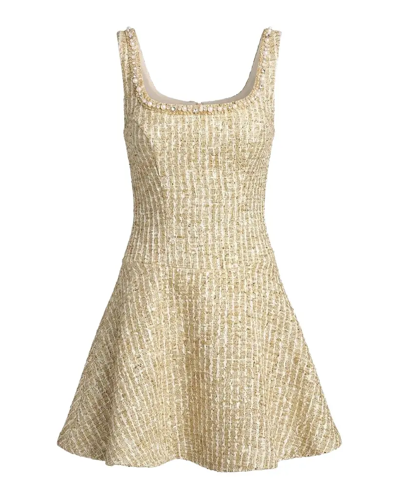 Ieena Embellished Bouclé A-Line Mini Dress Ieena Embellished Bouclé A-Line Mini Dress