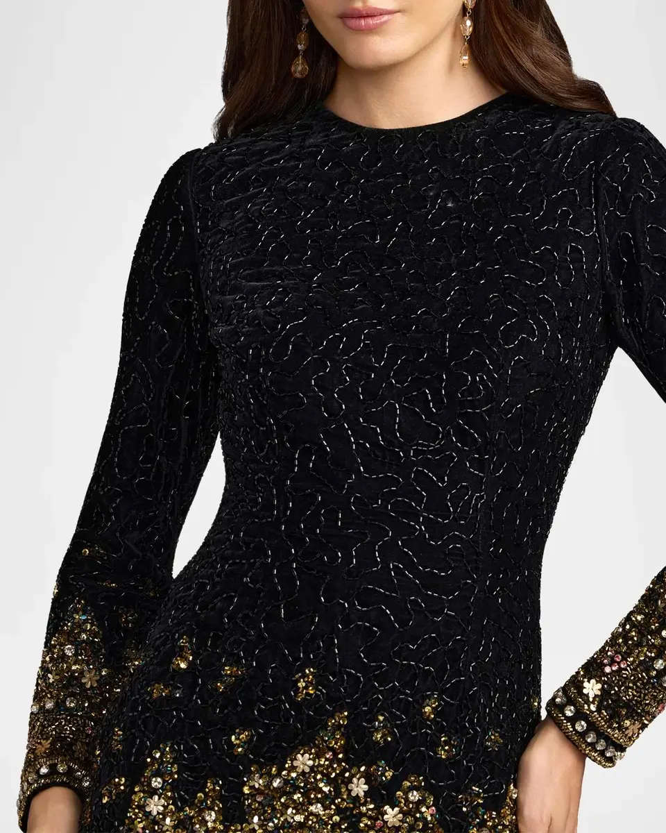 Mac Duggal Embellished Velvet Mini Dress | Thumbnail 4