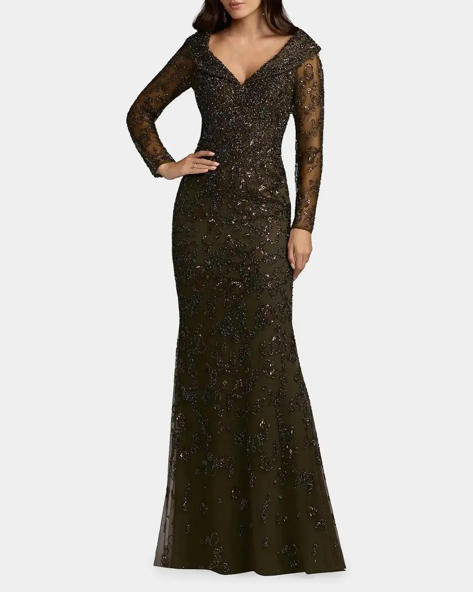 Mac Duggal Beaded Lace Long Sleeve Gown | Thumbnail 2 Mac Duggal Beaded Lace Long Sleeve Gown | Thumbnail 2
