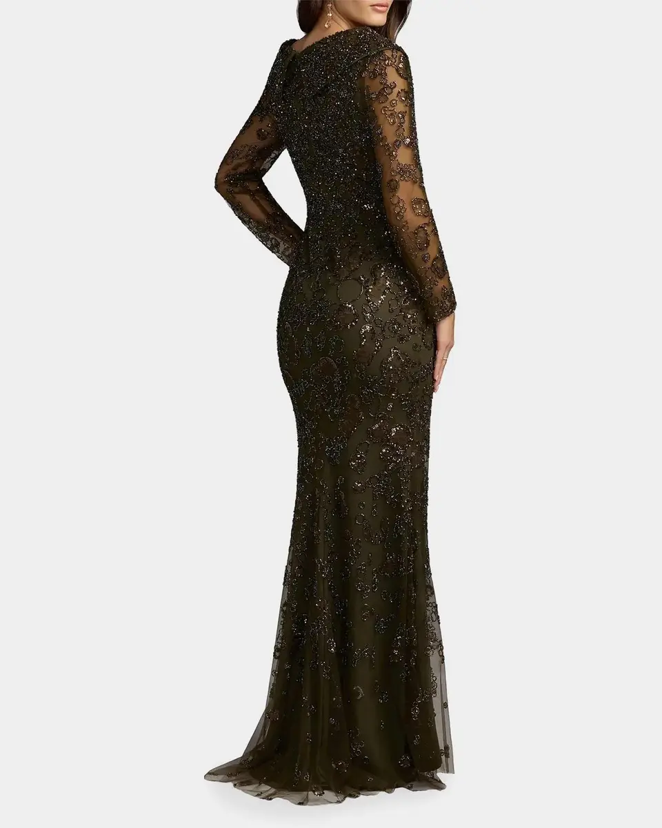 Mac Duggal Beaded Lace Long Sleeve Gown | Thumbnail 3 Mac Duggal Beaded Lace Long Sleeve Gown | Thumbnail 3