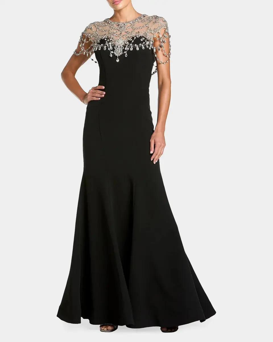 Mac Duggal Embellished Crepe Mermaid Gown | Thumbnail 2 Mac Duggal Embellished Crepe Mermaid Gown | Thumbnail 2