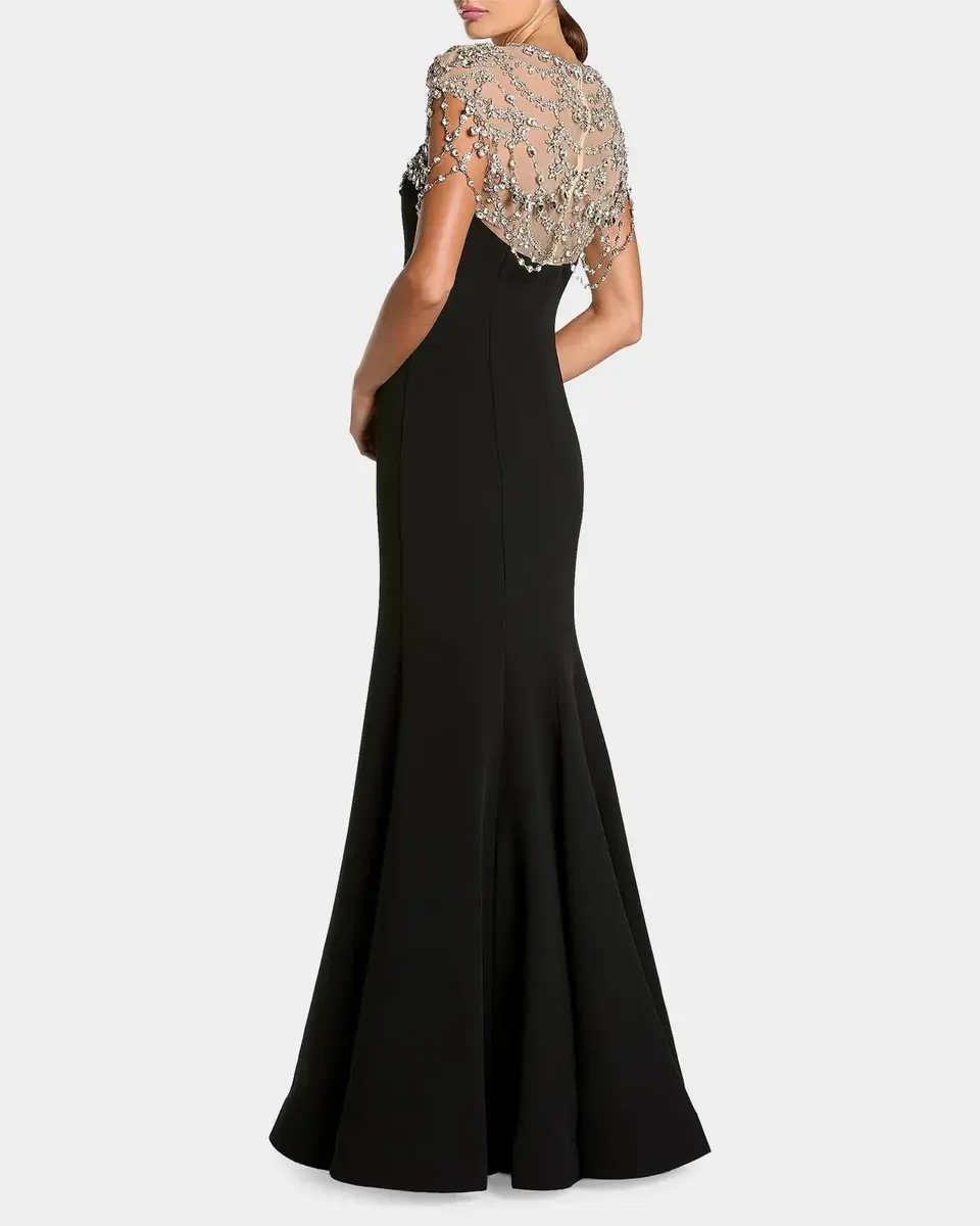 Mac Duggal Embellished Crepe Mermaid Gown | Thumbnail 3 Mac Duggal Embellished Crepe Mermaid Gown | Thumbnail 3