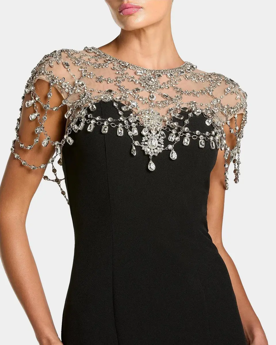 Mac Duggal Embellished Crepe Mermaid Gown | Thumbnail 4 Mac Duggal Embellished Crepe Mermaid Gown | Thumbnail 4