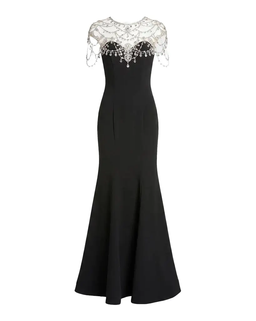 Embellished Crepe Mermaid Gown Embellished Crepe Mermaid Gown