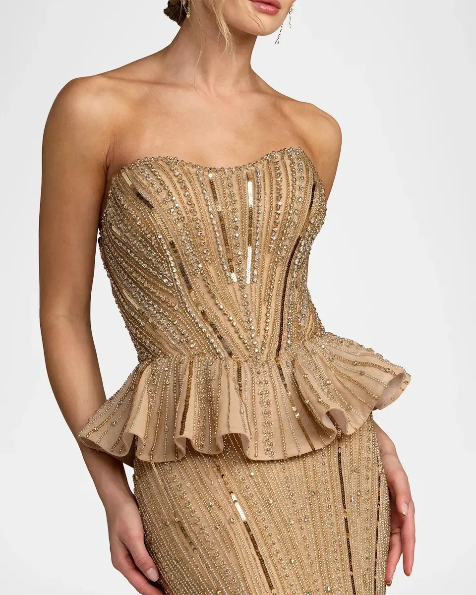 Mac Duggal Beaded Strapless Peplum Gown | Thumbnail 4 Mac Duggal Beaded Strapless Peplum Gown | Thumbnail 4