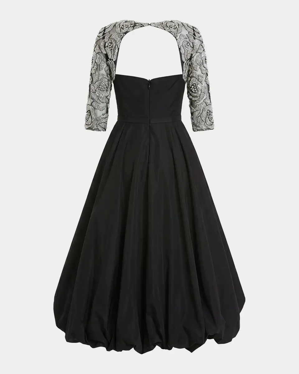 Mac Duggal Embellished-Sleeve Bubble-Hem Midi Dress | Thumbnail 5 Mac Duggal Embellished-Sleeve Bubble-Hem Midi Dress | Thumbnail 5