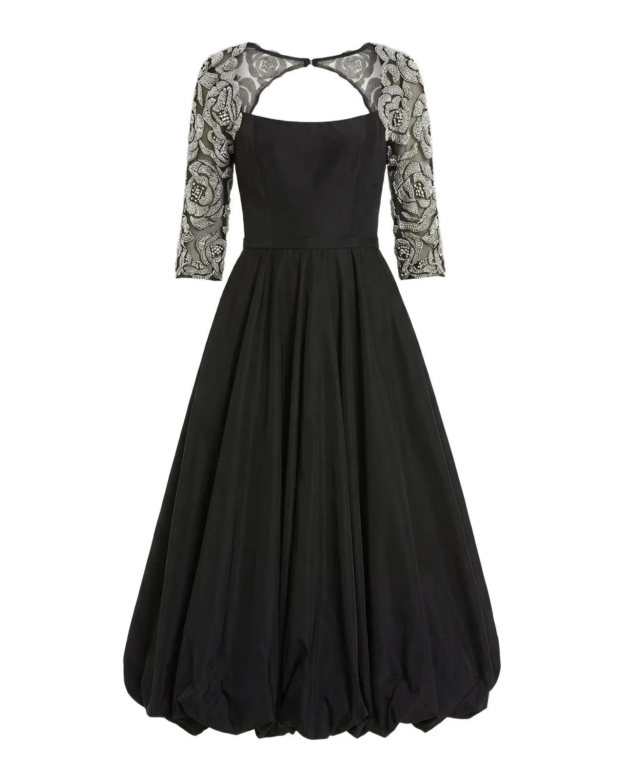 Mac Duggal Embellished-Sleeve Bubble-Hem Midi Dress