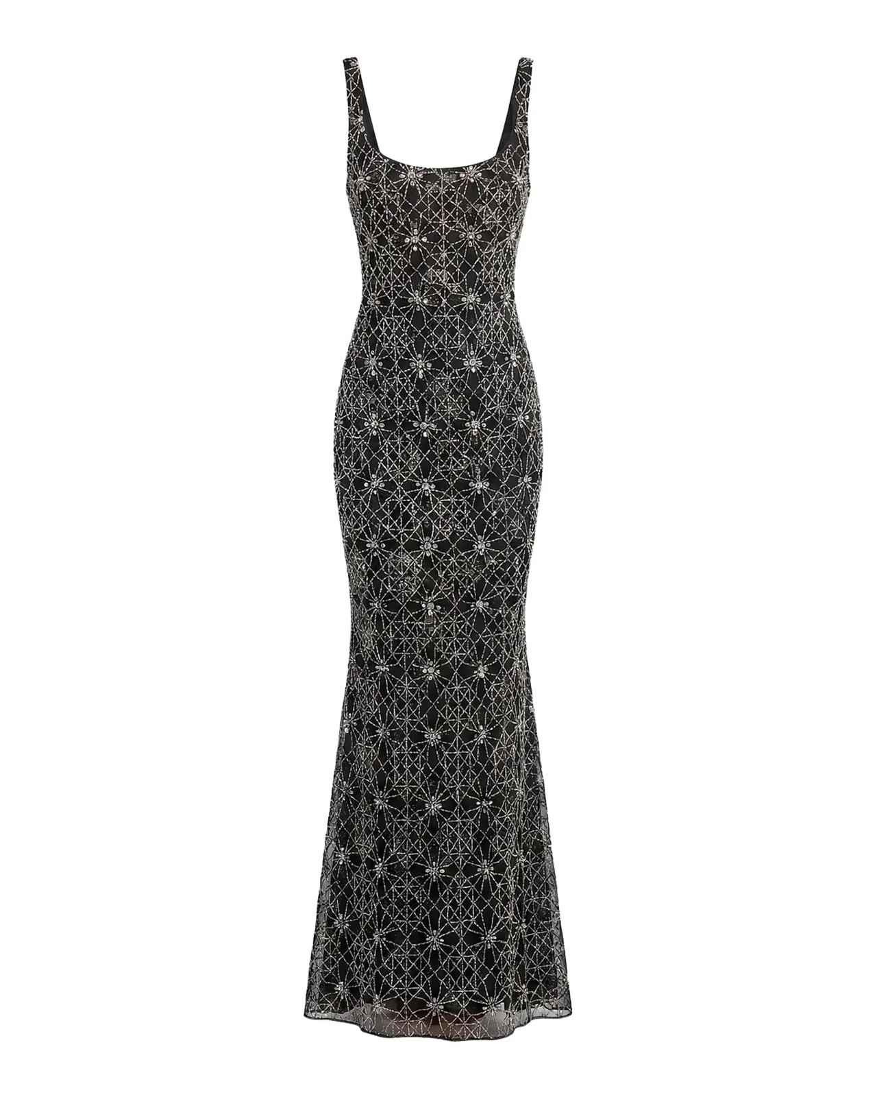 Embellished Mesh Sleeveless Gown Embellished Mesh Sleeveless Gown