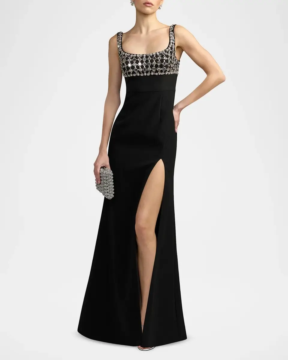 Mac Duggal Beaded Crepe Sleeveless Gown | Thumbnail 2 Mac Duggal Beaded Crepe Sleeveless Gown | Thumbnail 2