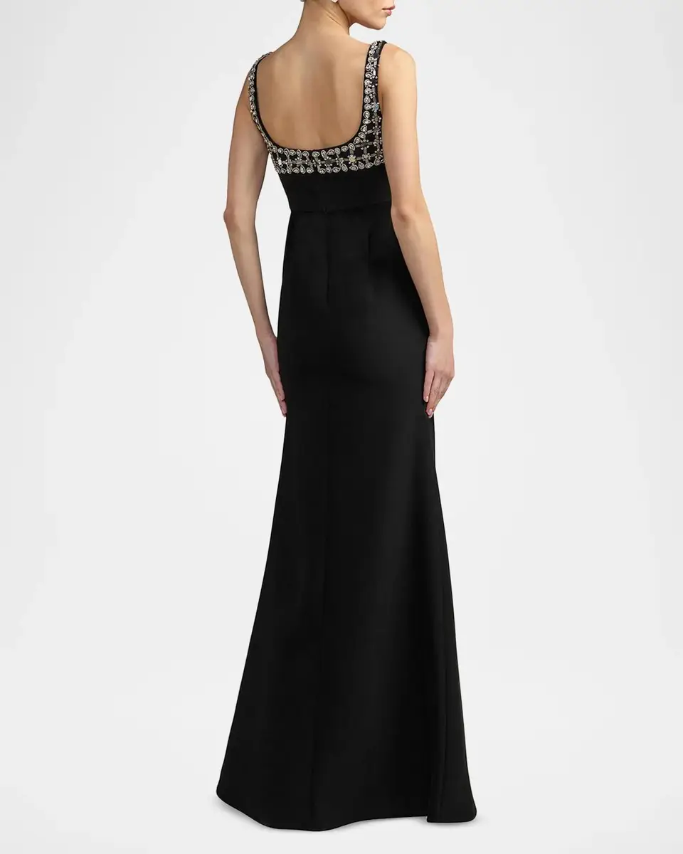 Mac Duggal Beaded Crepe Sleeveless Gown | Thumbnail 3 Mac Duggal Beaded Crepe Sleeveless Gown | Thumbnail 3