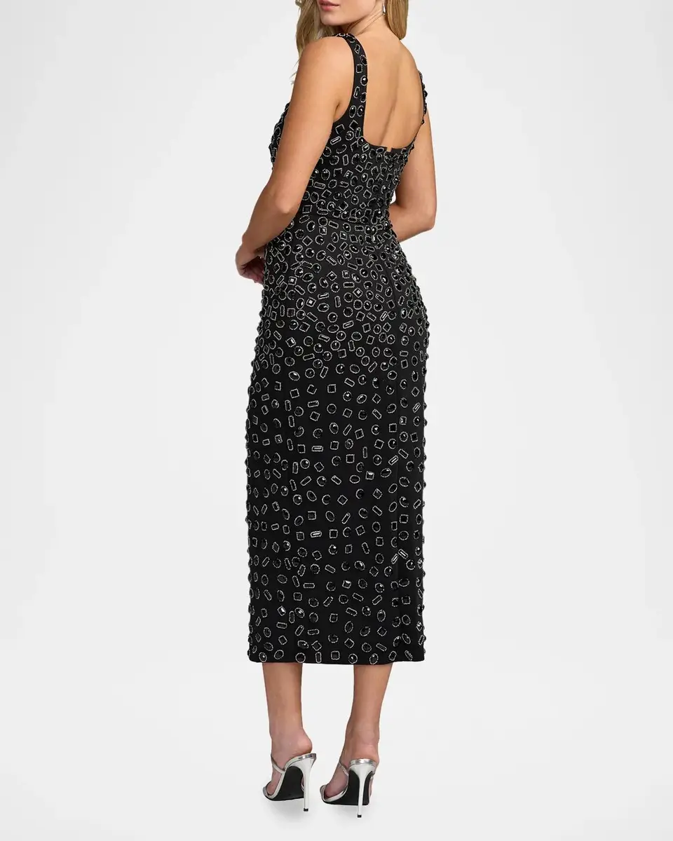 Mac Duggal Beaded Scuba Midi Dress | Thumbnail 3 Mac Duggal Beaded Scuba Midi Dress | Thumbnail 3