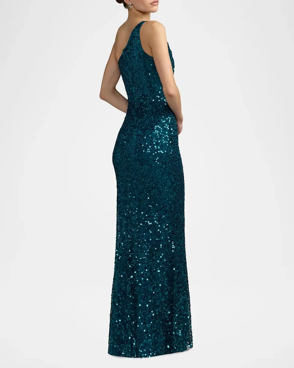 Mac Duggal Floral Mesh One-Shoulder Gown | Thumbnail 3
