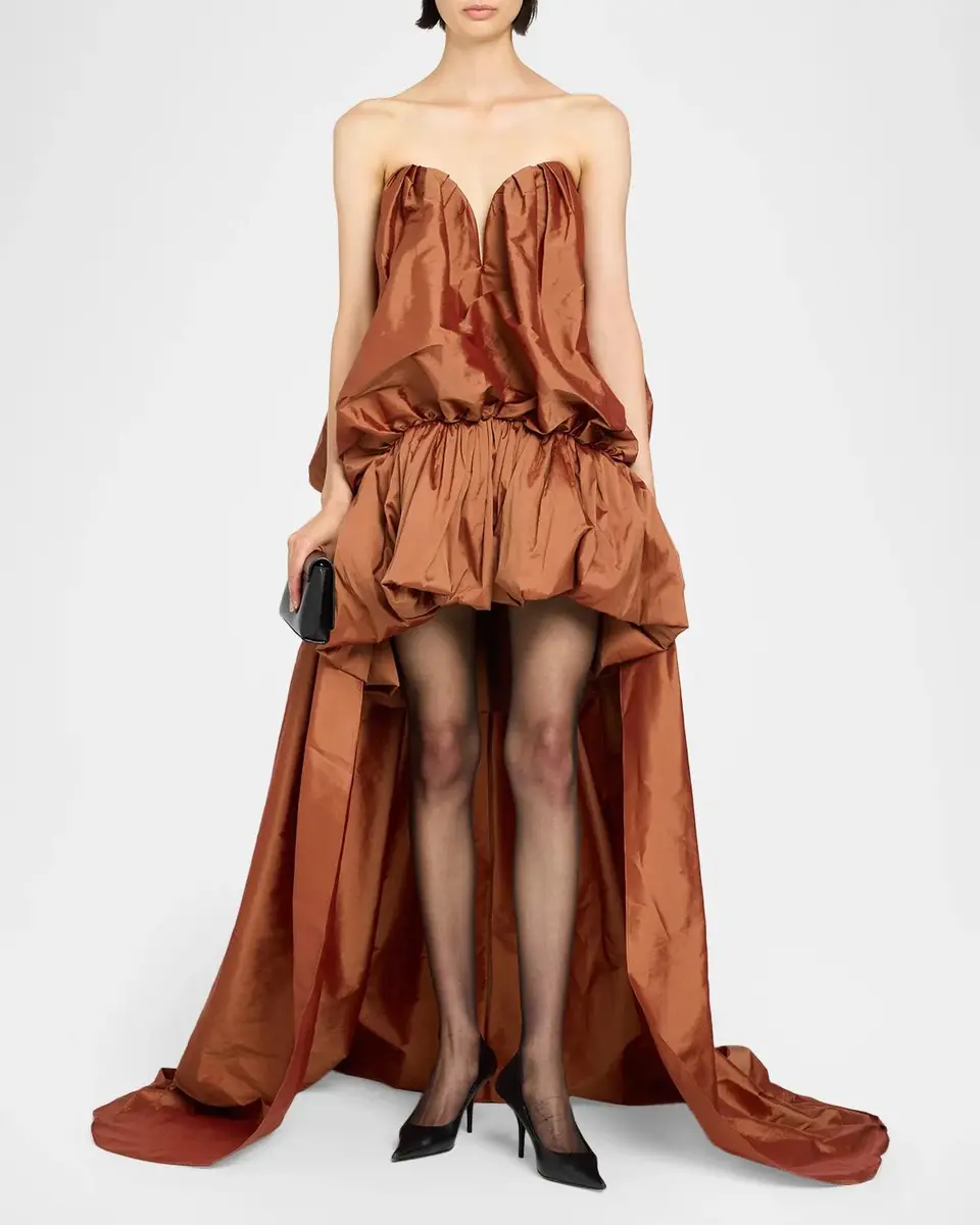 Aknvas Arlene Strapless High-Low Taffeta Gown | Thumbnail 2 Aknvas Arlene Strapless High-Low Taffeta Gown | Thumbnail 2