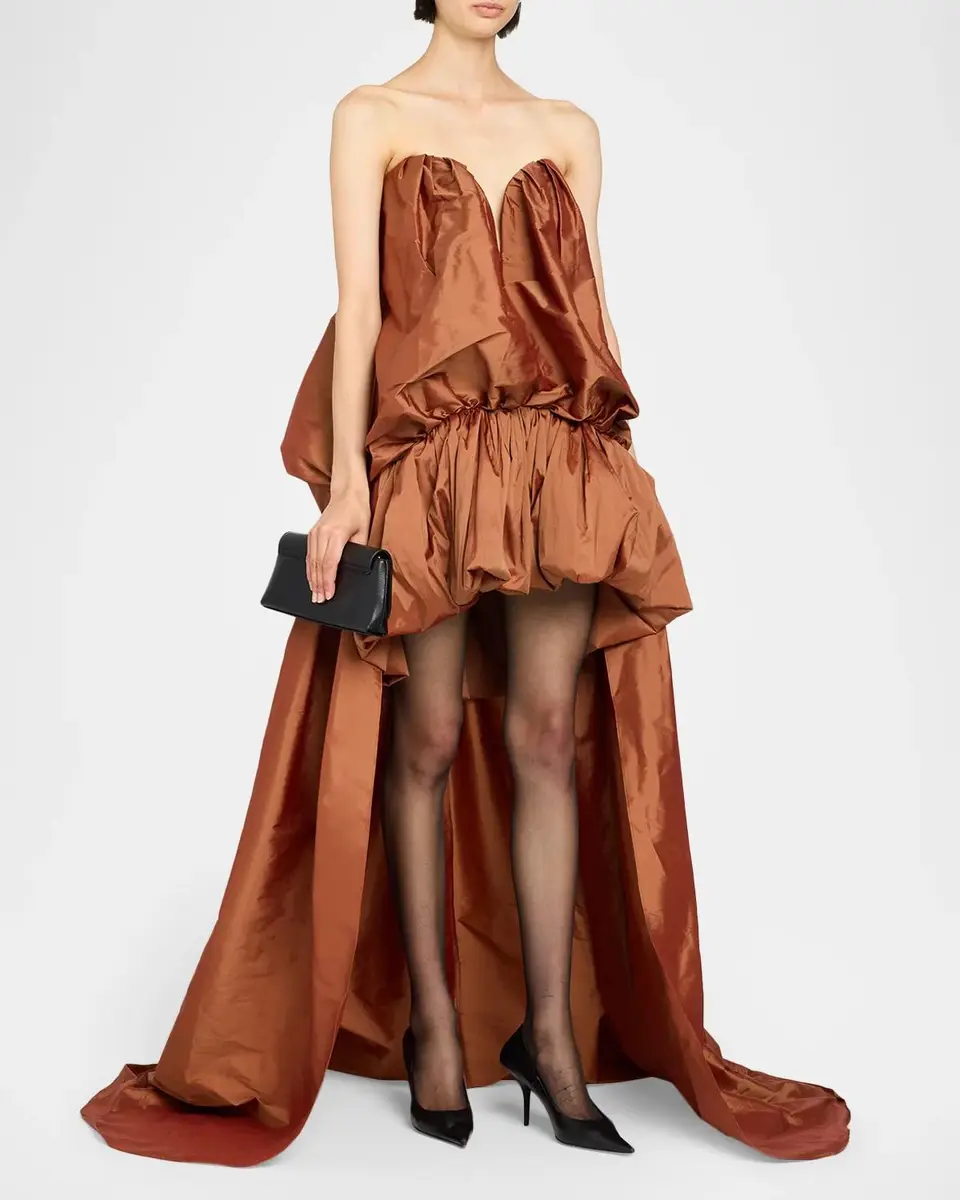 Aknvas Arlene Strapless High-Low Taffeta Gown | Thumbnail 4 Aknvas Arlene Strapless High-Low Taffeta Gown | Thumbnail 4