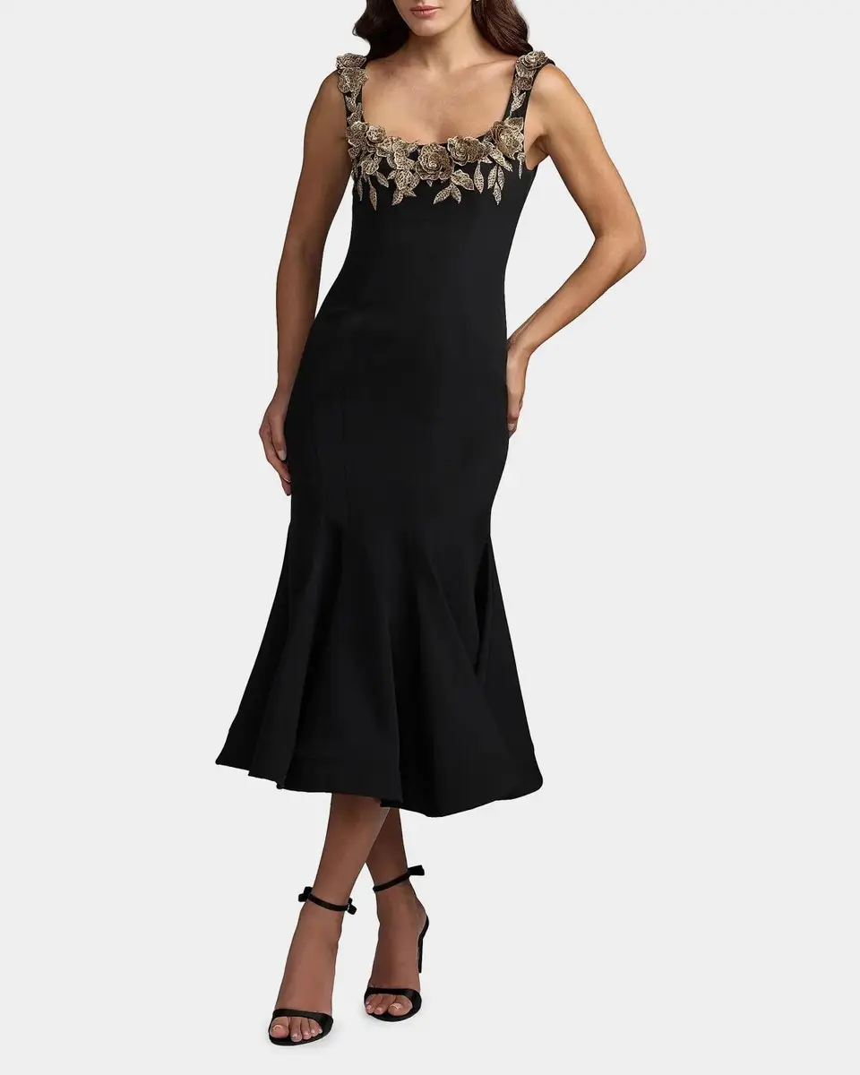 Mac Duggal Crepe Mermaid Midi Dress | Thumbnail 2 Mac Duggal Crepe Mermaid Midi Dress | Thumbnail 2