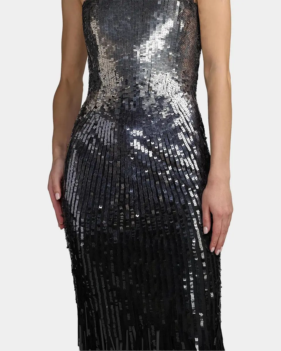 Mac Duggal Embellished Mesh Strapless Fringe Gown | Thumbnail 5