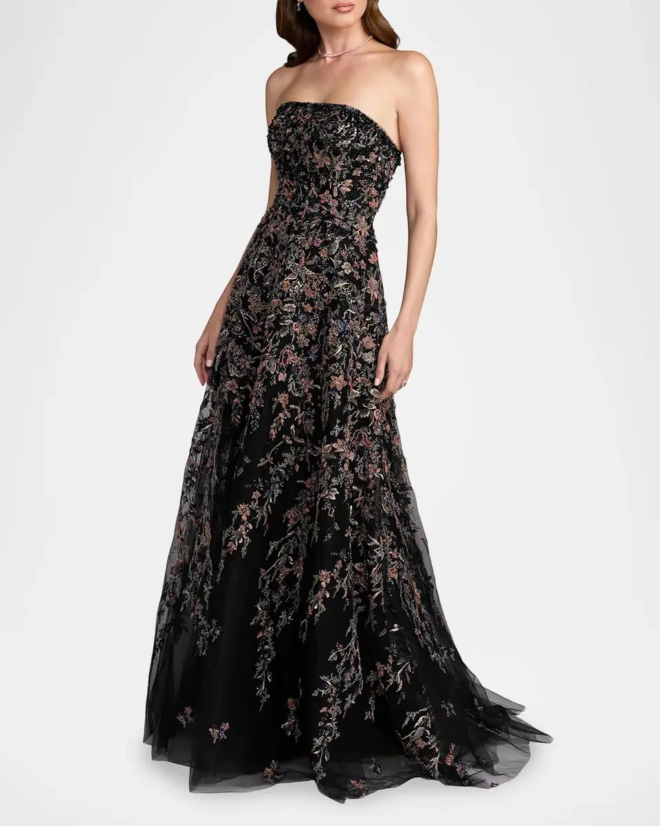 Mac Duggal Floral Embroidered Strapless Gown | Thumbnail 2 Mac Duggal Floral Embroidered Strapless Gown | Thumbnail 2
