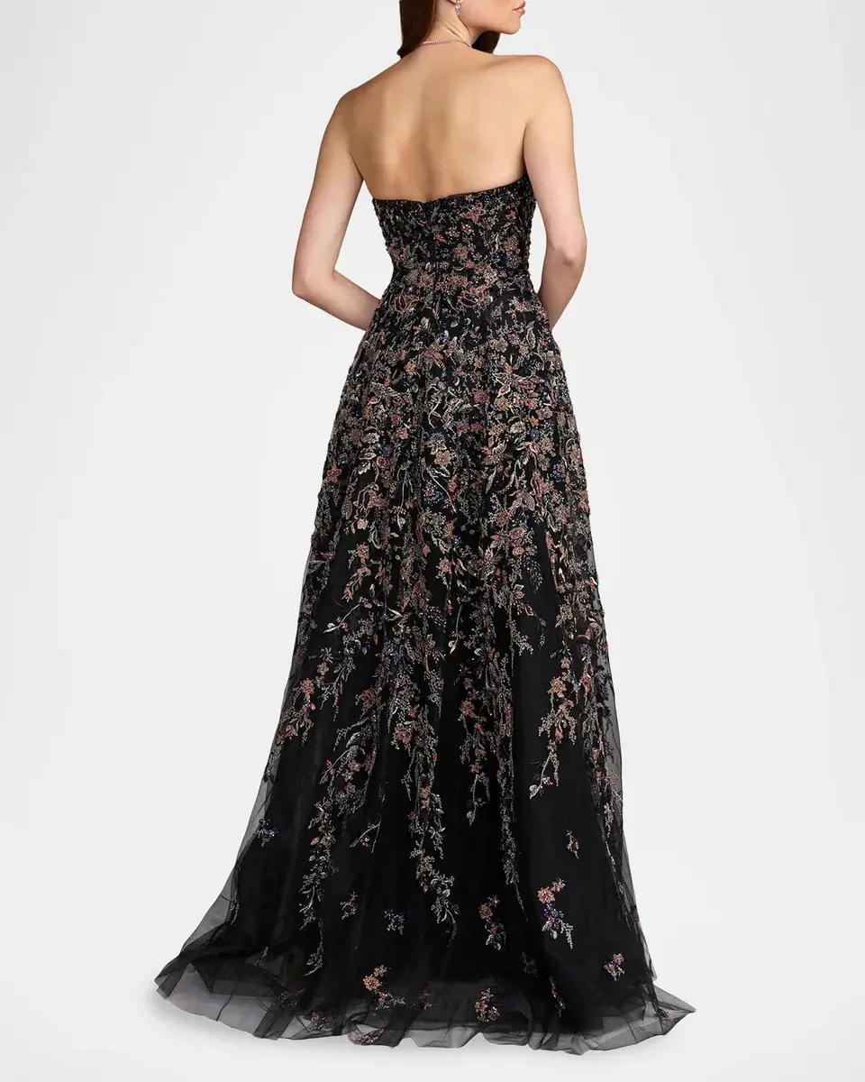 Mac Duggal Floral Embroidered Strapless Gown | Thumbnail 3 Mac Duggal Floral Embroidered Strapless Gown | Thumbnail 3